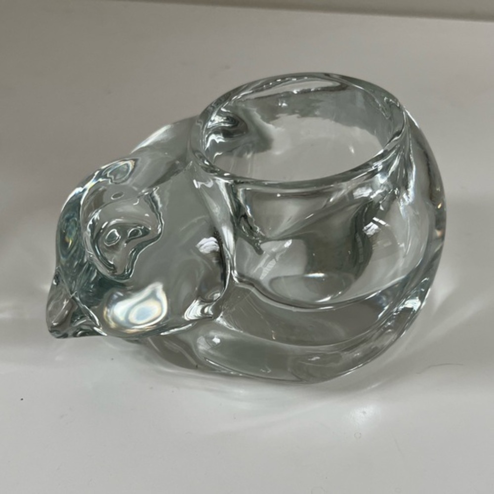 Glass Sleeping Cat Candle Holder Votive Tea Light Holder